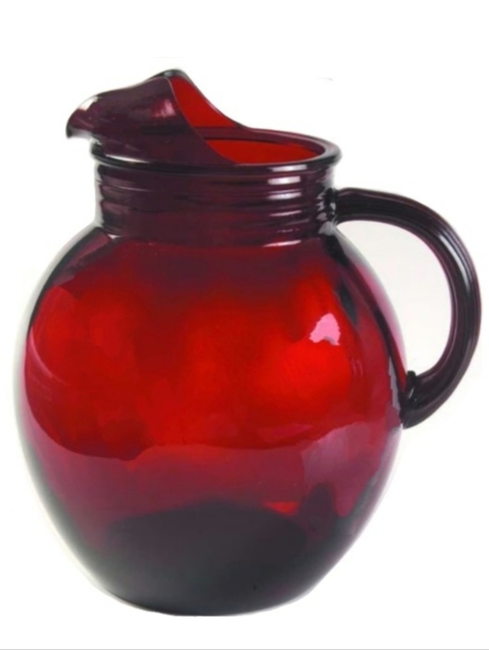 96oz Vintage Ruby Red Glass Pitcher 50s Iced Tea Party Cocktail Drinks Roly Poly